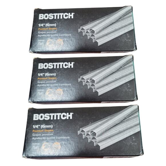 3 Boxes Bostitch Staples 1/4" Leg 5000/Box Standard Chisel Point Office Supply - Picture 1 of 5